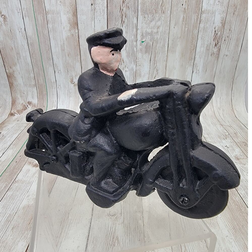Vintage Cast Iron Toy Collectible Motorcycle Cop